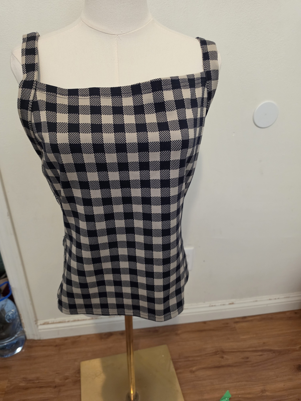 Cider Black & Cream Gingham Square-Neck Camisole